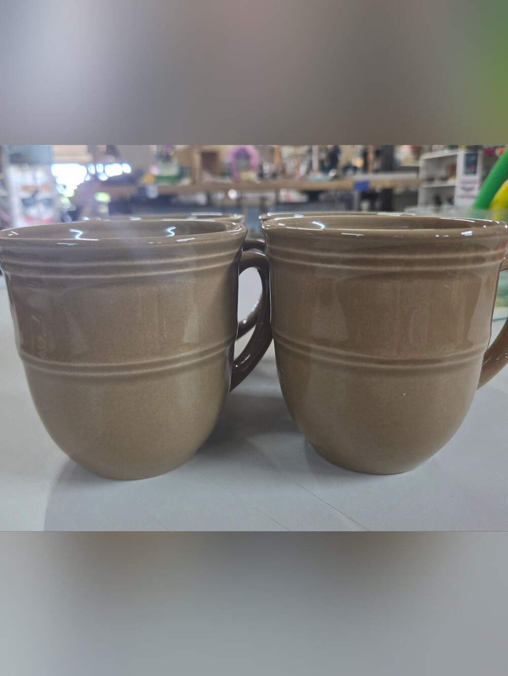 Mainstays Rainforest Mushroom Cap Mugs Set of 4 Mocha Brown Stoneware 14oz